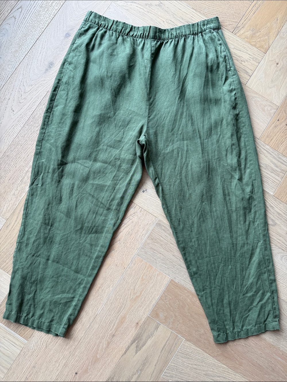 Zara Relaxed Olive Green Linen Pants